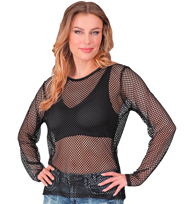Netbluse Sort | 80'erne Totally Overdel - Beklædning - Temashop