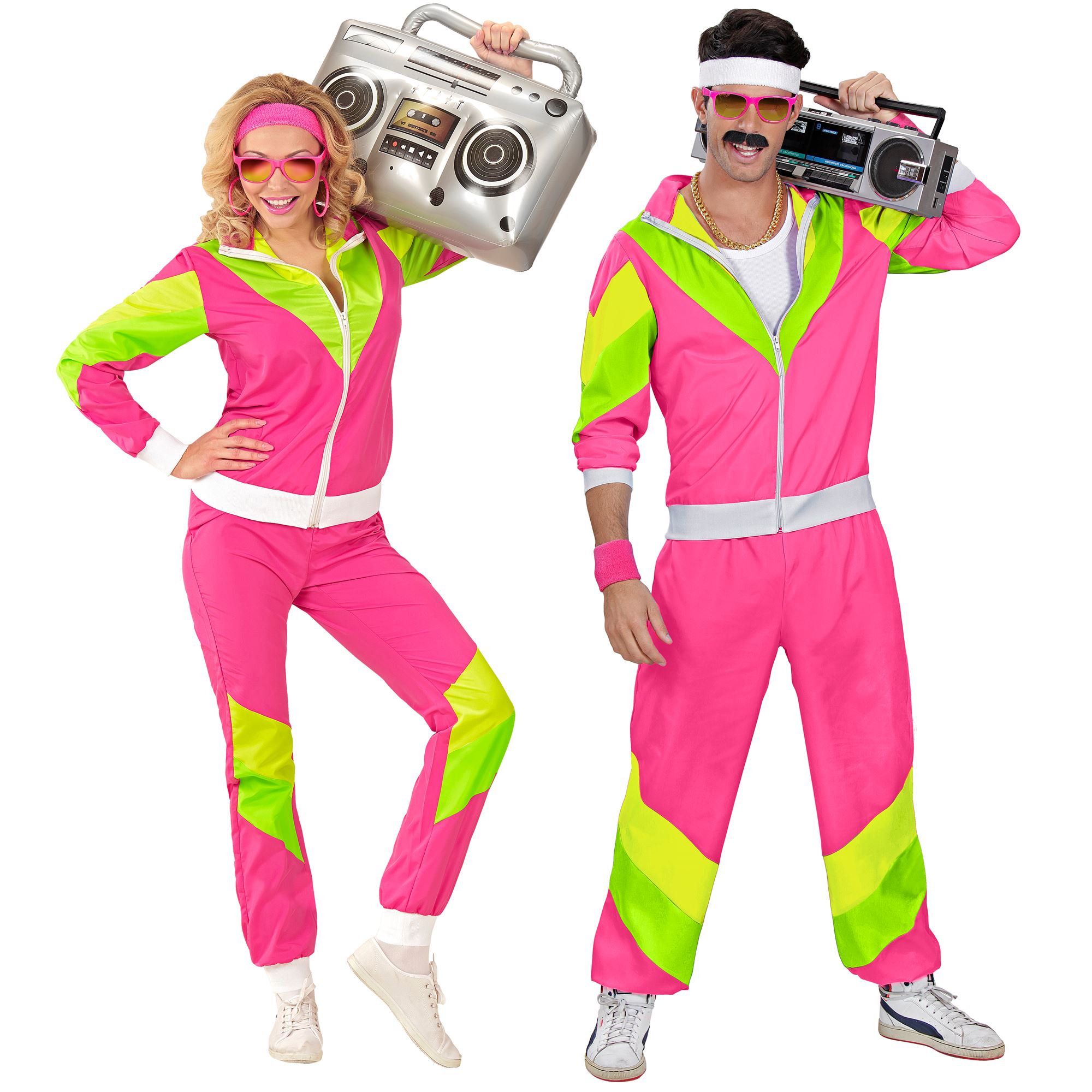 Pink 80'er Træningdragt Kostume - Årtier kostume til voksne i størrelserne XS-3XL | 80'erne Totally kostume til kvinder - Temashop
