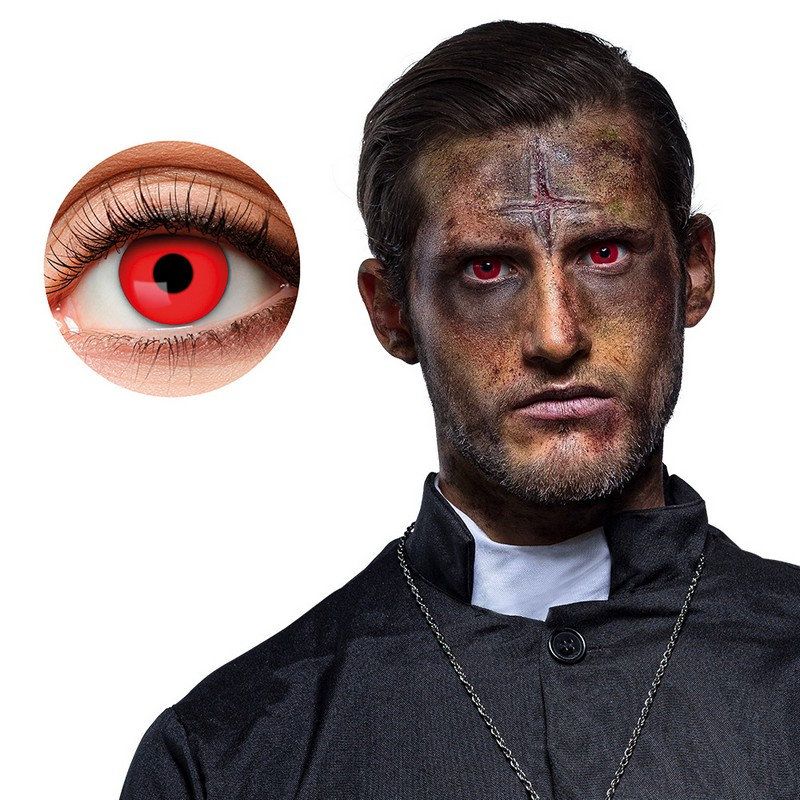 UV Kontaktlinser Rød (Månedslinser) | Halloween Linser - Hovedtilbehør - Temashop