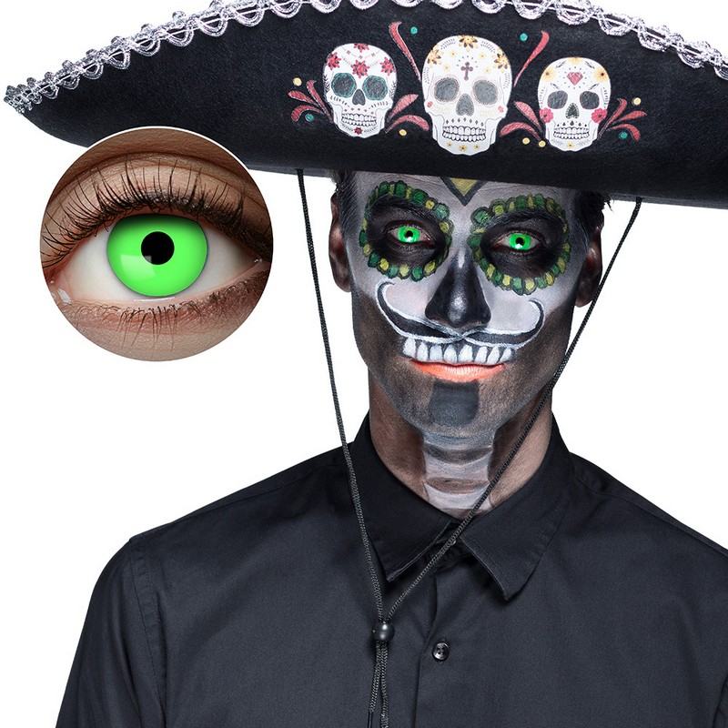 UV Kontaktlinser Neongrøn (Månedslinser) | Halloween Linser - Hovedtilbehør - Temashop