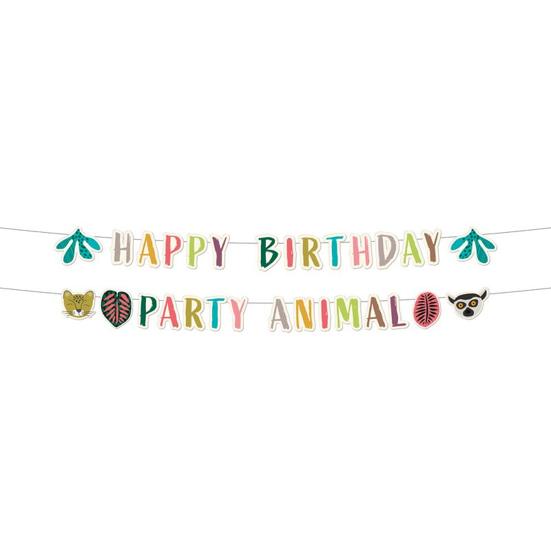 Zoo Party Happy Birthday Guirlande - 2 stk (14 x 150 cm) | Zoo dyr Guirlander - Temashop