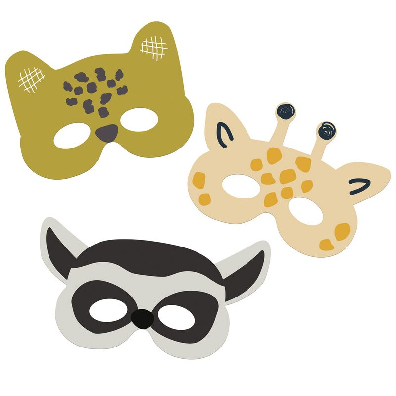 Zoo Party Masker - 6 stk (18 x 14 cm) | Zoo dyr Partymasker - Temashop