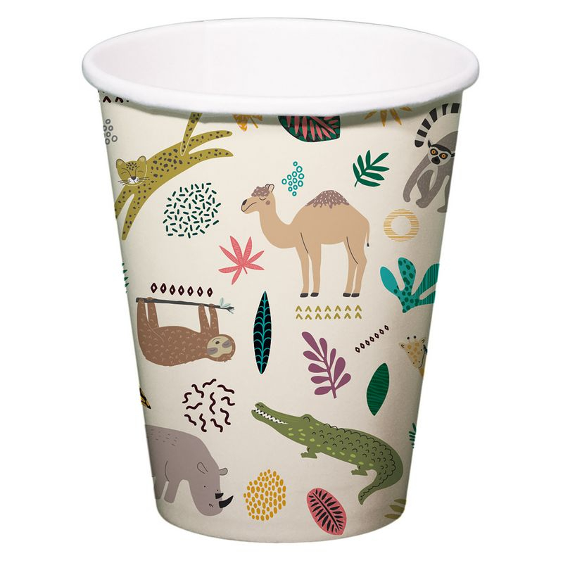 Zoo Party Papkrus - 6 stk (250 ml) | Zoo dyr Krus - Temashop