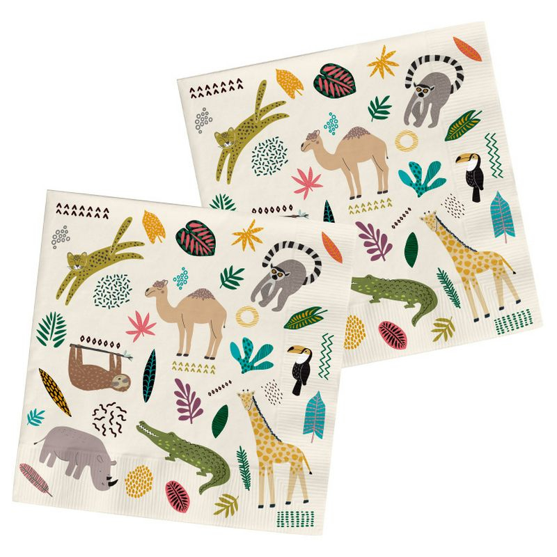 Zoo Party Servietter - 20 stk (33 x 33 cm) | Zoo dyr Servietter - Temashop