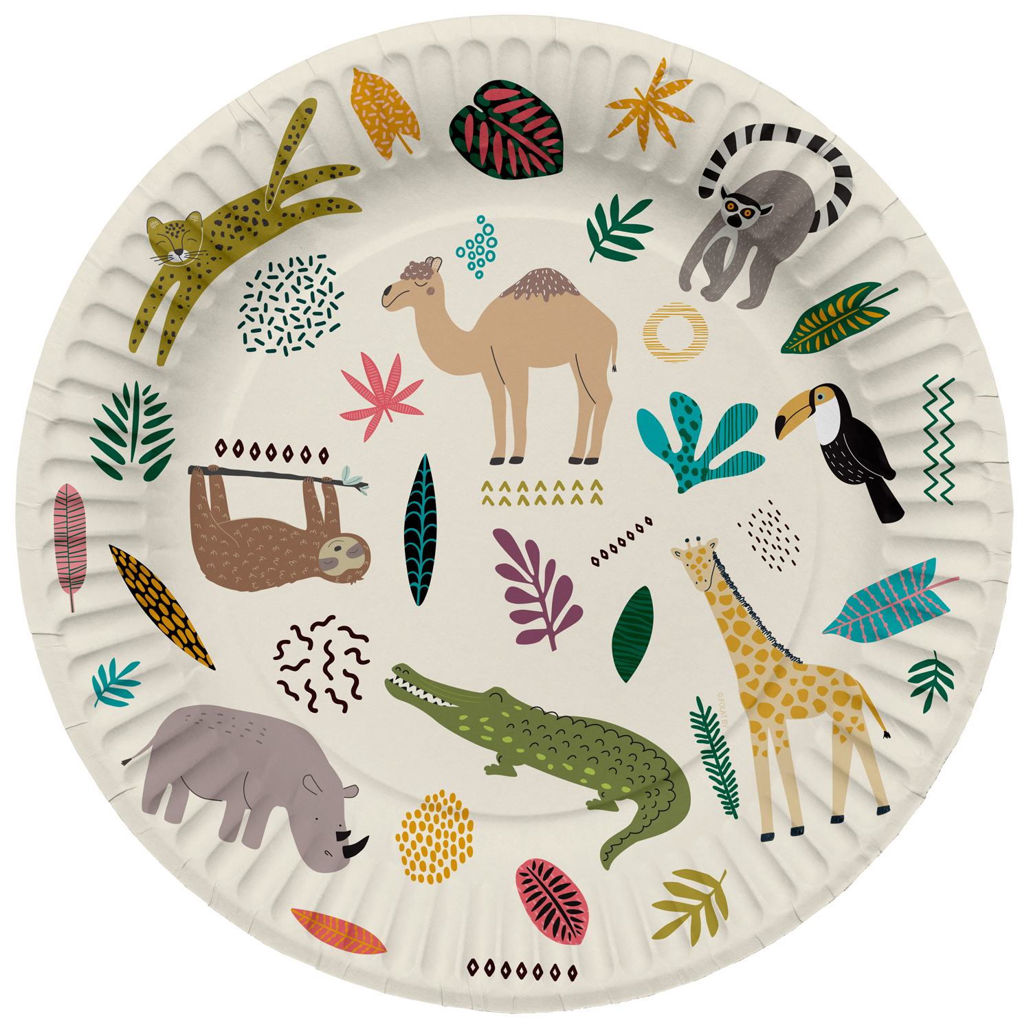 Zoo Party Tallerkener - 8 stk (23 cm) | Zoo dyr Tallerkner - Temashop